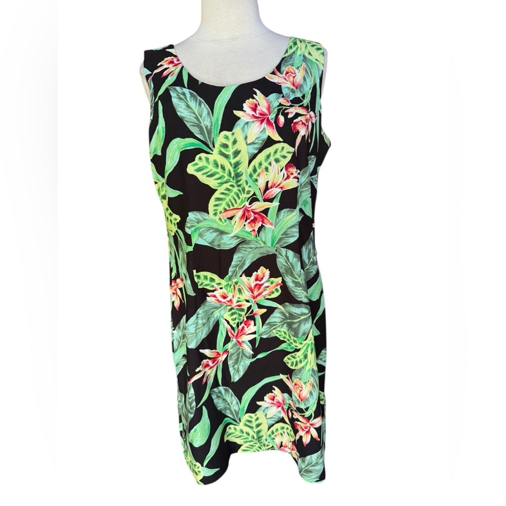 NWOT 1980s/90s Paradise Found, Made in Honolulu, Hawaii, Orchid Sheath Dress